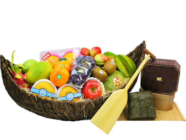 Wine n Food Hamper - Dragon Boat Festival HK Peninsula Rice Dumpling with Fruit Deluxe Basket Y17 - L3122386 Photo